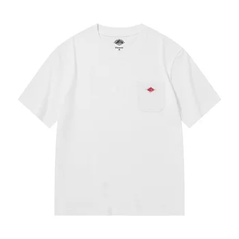 Men and Women's Pure Cotton Fashion Brand Embroidery T-Shirt Tee Simple Pocket Short Sleeve Orders Exported to Japanese 1