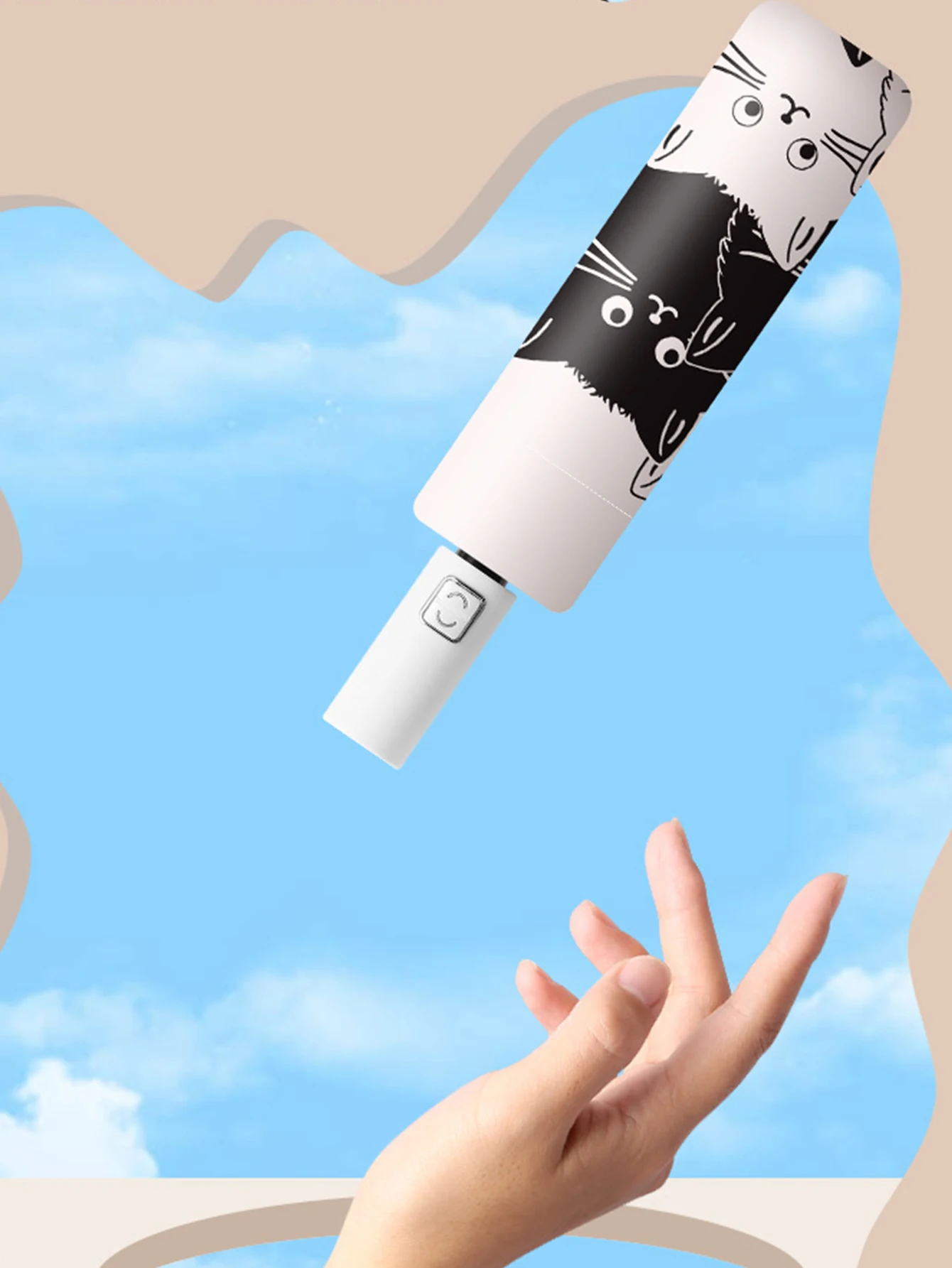 Umbrella Automatic Sunscreen Black Coating Cute Cat Three-Folding Umbrella Rai folding umbrella automatic umbrella sun umbrella automatic sun umbrella