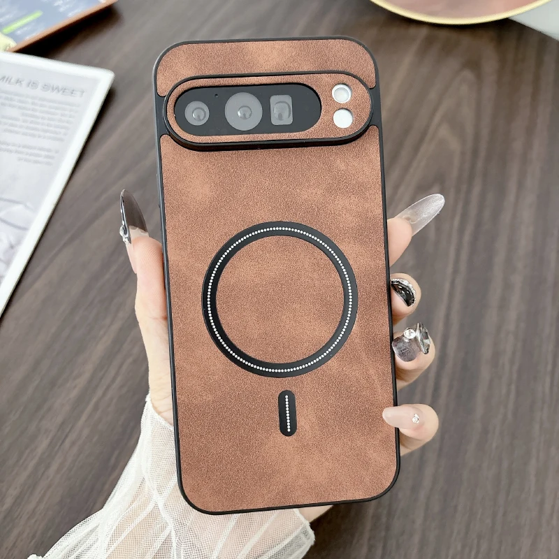 Luxury PU Leather Magnetic Wireless Charging Phone Case Back Cover