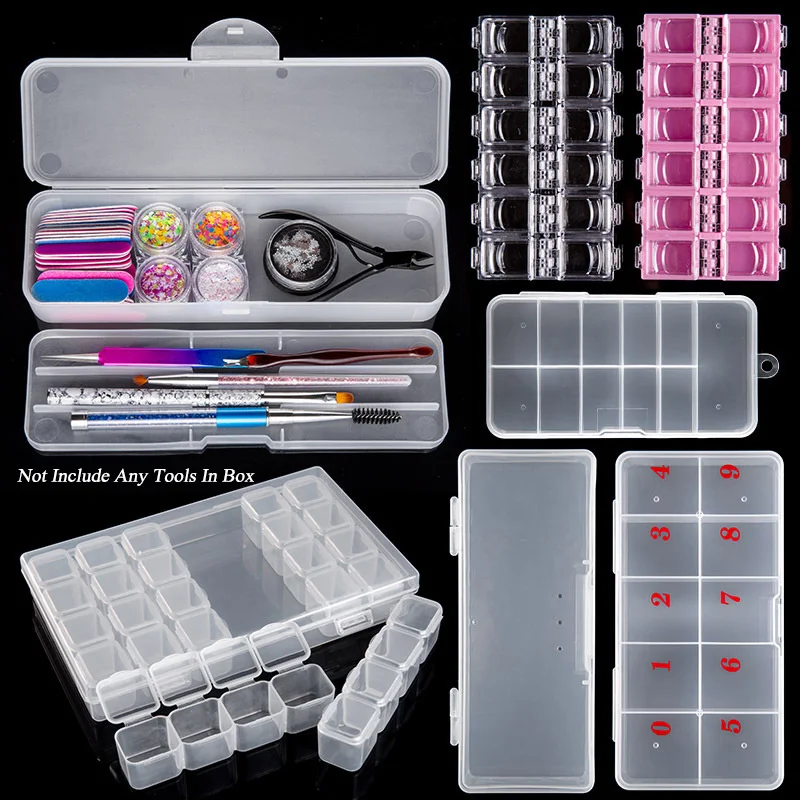 Doublelayer Nails Art Organizer Box Storage Tool Rectangle Storage Box
