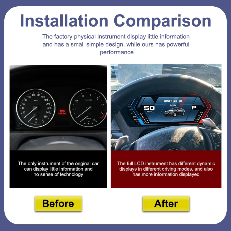 Panel de Instrumentos Digital BONROAD para BMW Serie 5 E60 X5 E70 X6 E71, Velocímetro LCD, Cabina Virtual 2