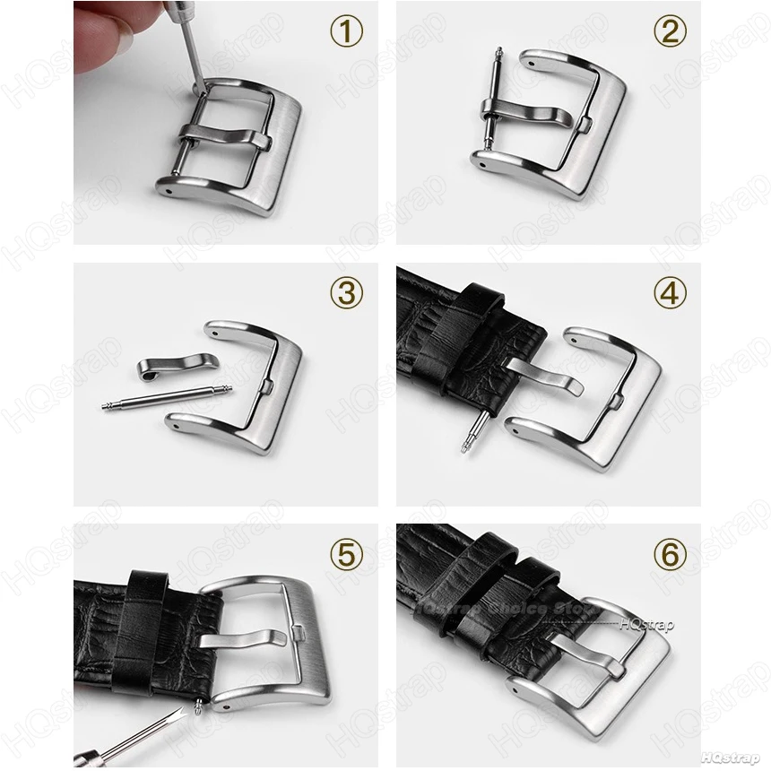 18mm 20mm 22mm Pin Buckle Stainless Steel Button Silver Matte Polished Watches Accessories Watch Strap Clasp Solid Square