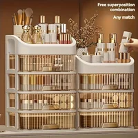 Cosmetic Storage Box Large Capacity Transparent Drawer Jewelry Makeup Storage Box Multi-layer Multi-functional Desktop Organizer 1