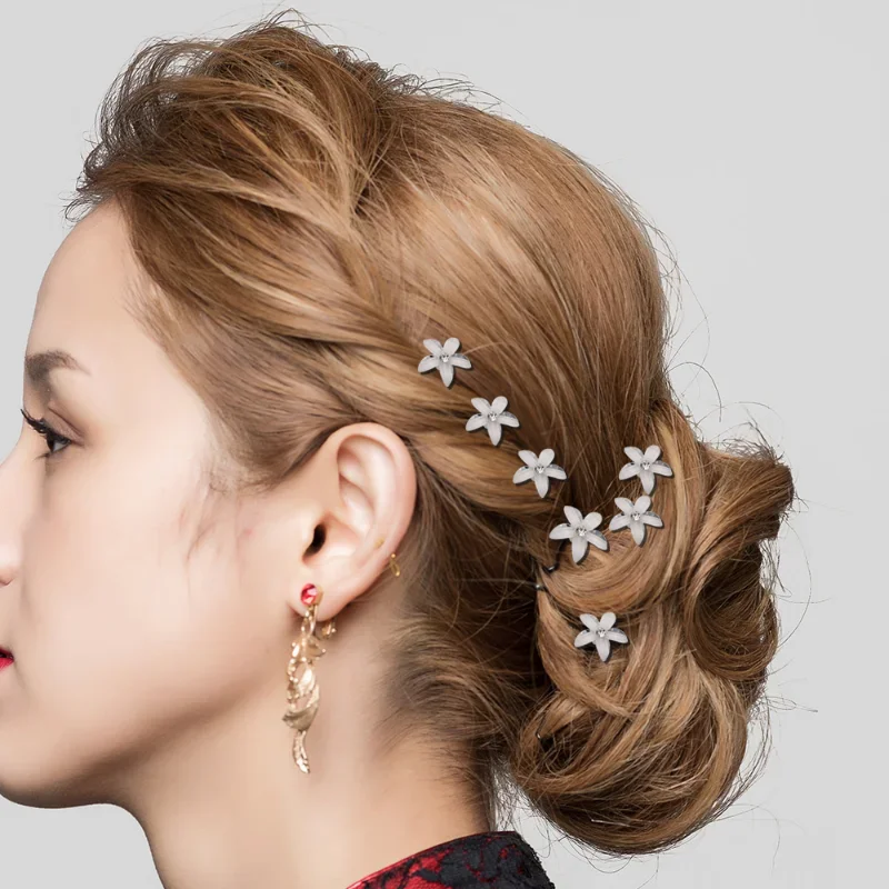 20pcs Women U-shaped Pin Metal Barrette Hair Clip Hairpins Simulated Pearl Bridal Tiara Hair Accessories Wedding Hairstyle Tools