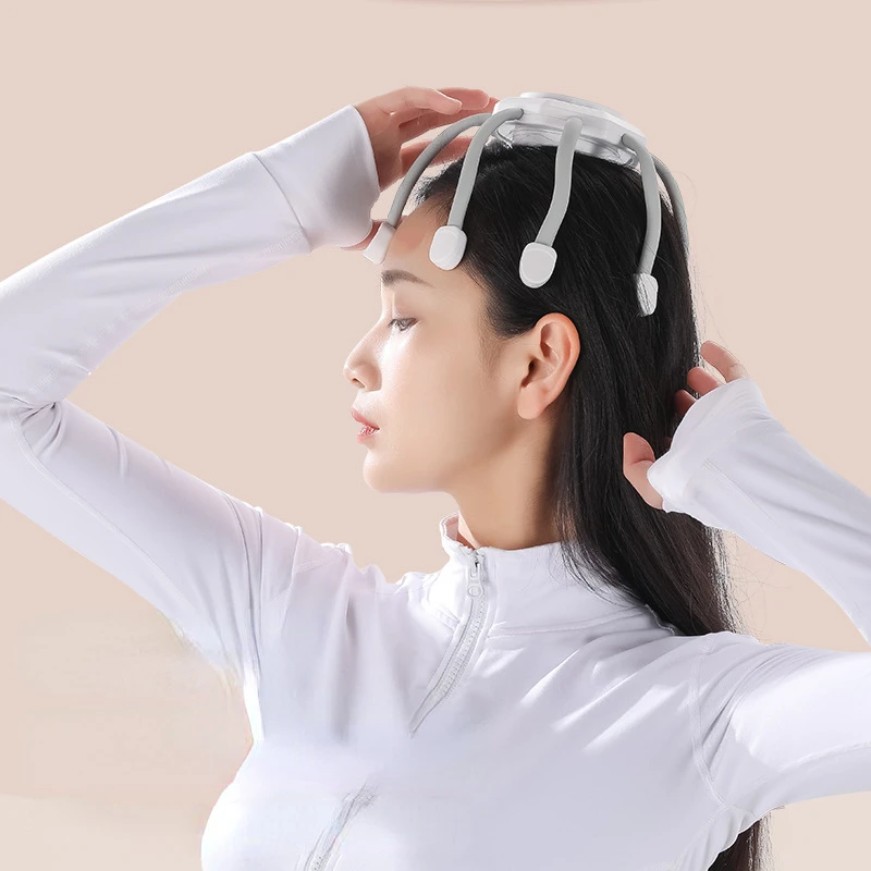 Electric Octopus Claw Head Scalp Massager 3 Modes Vibration Massage Therapeutic Head Scratcher Relief Head Fatigue Improve Sleep