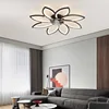 Petals LED Ceiling Lamp Ceiling Fans With Light Bedroom Dining Table Fan Lamp Ventilator Remote Control 220V Black Light Fixture 4