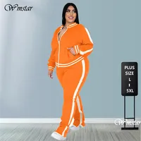 Grande taille L-5XL deux pièces ensemble femmes survêtement Zip haut rayé fente pantalons de survêtement survêtement tenue correspondant ensemble en gros livraison directe 1