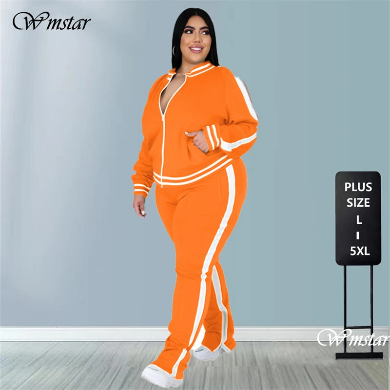 Conjunto de dos piezas de L para ropa de chándal con cremallera a rayas, con abertura, pantalones de chándal, conjunto a juego, venta al por mayor, triangulación de envíos,