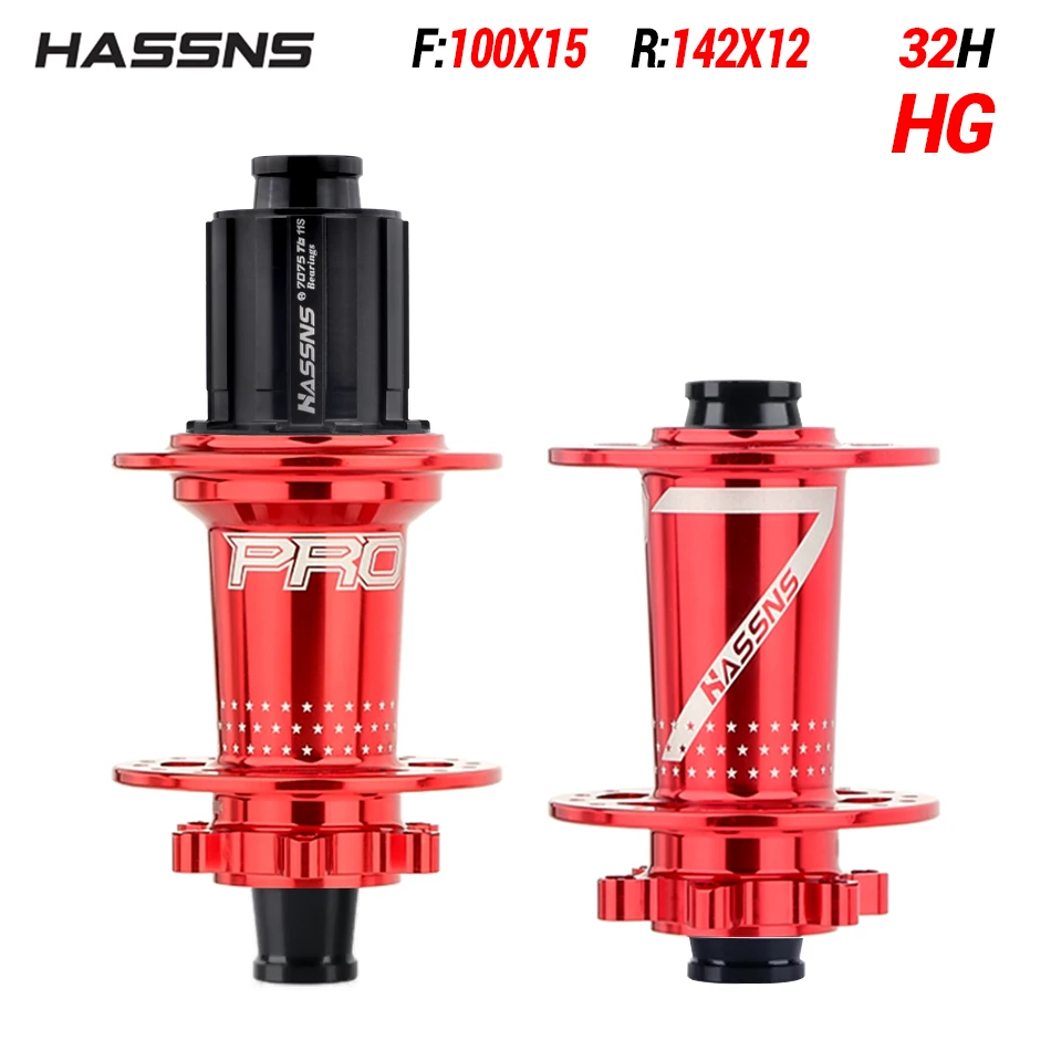 HASSNS PRO7 自転車ホイールハブ,24/32穴,jアーム,スルーアクスル