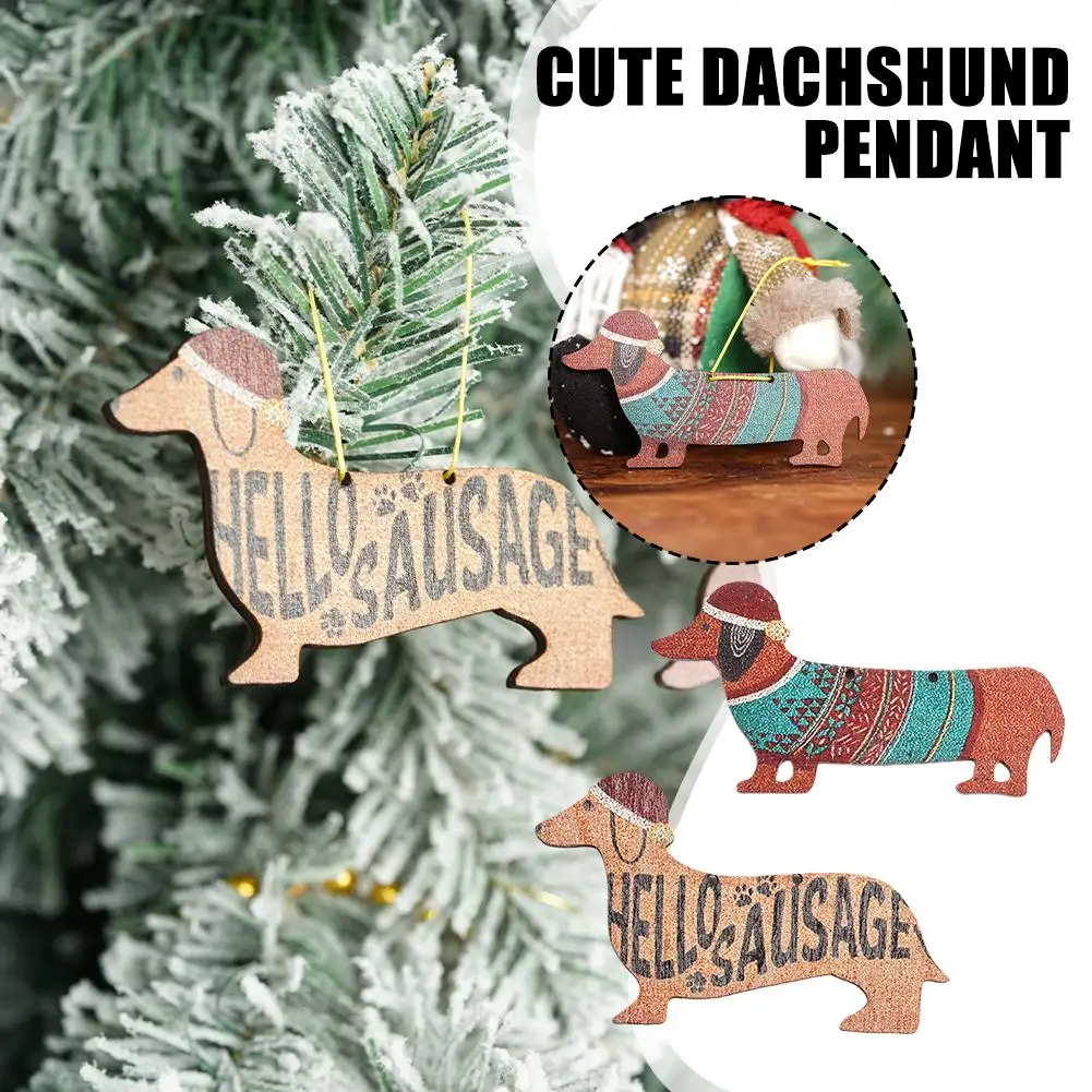 

2023 Christmas Decorations Christmas Tree Cute Dachshund Cartoon Tree Hanging Small Pendant Ornaments For Christmas Home Decor