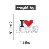 I Love Jesus Enamel Pins Custom Phrase With Heart Brooches Shirt Collar Lapel Badges Simple Jewelry Gift for Kids Friends 3