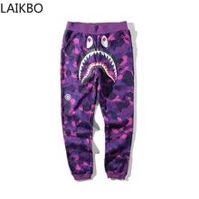 

New style trousers shark mouth camouflage casual pants for men women thin velvet loose guard trousers trousers plus size S-5XL