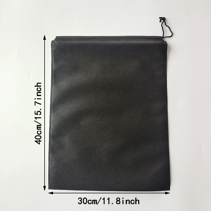 5Pcs/Set Shoes Storage Bags 30x40cm Travel Non-woven Fabric Dirty Clothes Black Storage Portable Tote Drawstring Dust Proof Bag 2