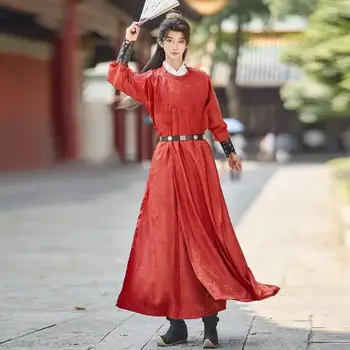 Abito Hanfu cinese aggiornato Uomo Donna Tradizionale dinastia Tang Girocollo Abito Vintage Cool Royal Knight Abbigliamento Cosplay Solido 1