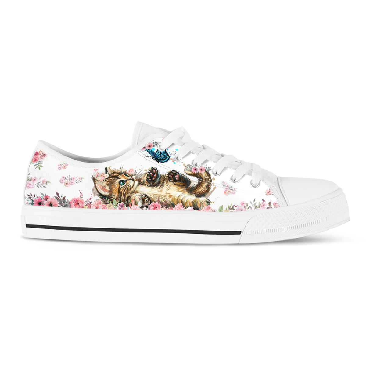 Canvas Sneakers Women Fashion Cute Cat Prints Low-top Women Single Shoes Candy Color Flats Female Canvas Shoes