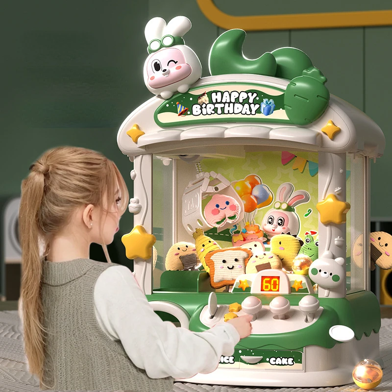 Children Cartoon Rabbit Mini Claw Machine Toy Automatic Coin Operated Play Game Doll Machines Girls Birthday Gifts Toys for Kids 3