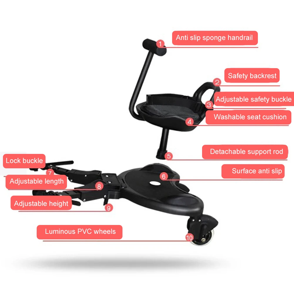Baby Stroller Pedal Adapter Auxiliary Trailer Footrest