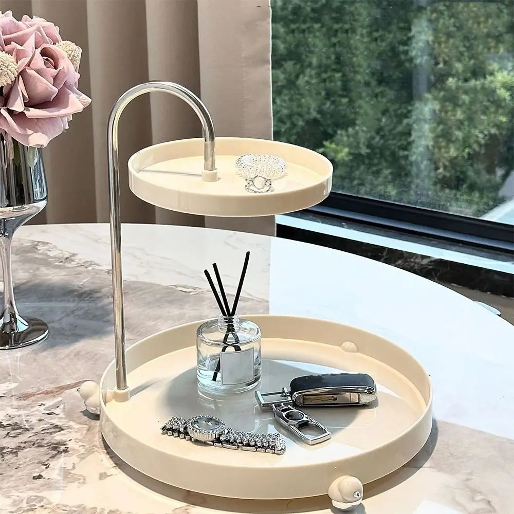 Acrylic Makeup Organizer Tray Double Layer Spinning Holder Display Rack Large Capacity Decorative Vanity Organizer