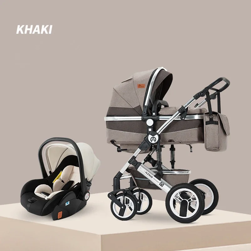 High Landscape Baby Stroller 3 in 1 With Car Seat and Stroller Luxury Infant Set Newborn Baby Car Seat Trolley