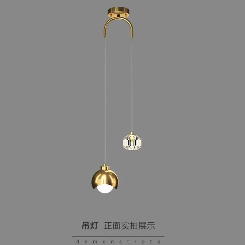 

Modern Crystal Bedside Chandelier Gold long Line Double-heads Round Chandelier For Dining room Bar Bedroom Indoor Chandelier