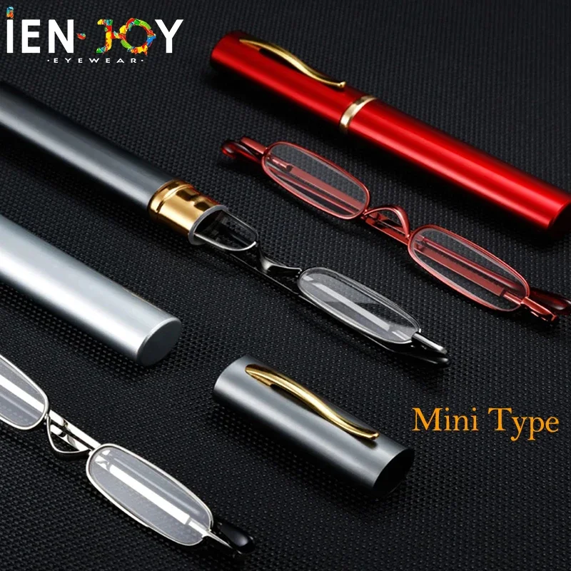 Reading Glasses Small Metal Case Men Women Mini Portable Pen Presbyopic 2.0 1.0 1.5 2.5