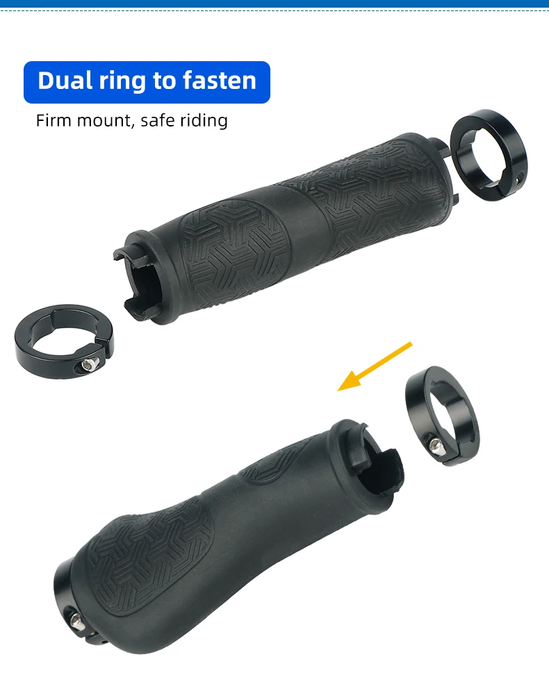 Description Picture 5 of itemDeemount Handlebar Grips Long 133mm Short 93mm for Twist Shifter Dual Ring Lock Hand Rest Fit MTB, BMX, e-Bike Commuter Bike