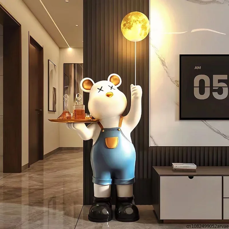 

Large Moon Violent Bear Sculpture Ornaments, Bedroom TV Cabinet and Children's Room Creative Decorations, Home Luminous Gifts