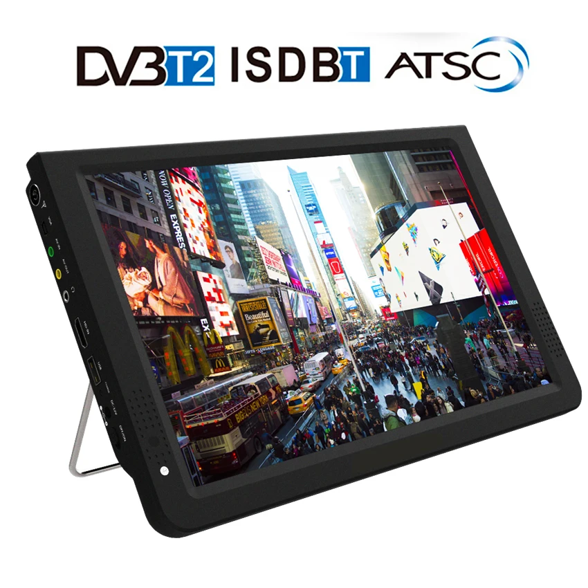 D12 inch HD Portable TV DVB-T2 ATSC ISDB-T Digital and Analog mini small Car Television Support USB SD Card HDMI MP4 1
