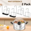 2 Pcs Slow Cooker Lid Holder Kitchen Crock Pot Lid Holder Hand Free Pot Lid Organizer Stainless Pot Lid Rack with Silicone Sink 1