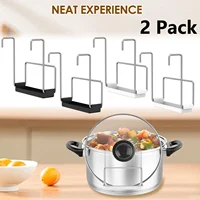 2 Pcs Slow Cooker Lid Holder Kitchen Crock Pot Lid Holder Hand Free Pot Lid Organizer Stainless Pot Lid Rack with Silicone Sink 1