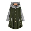 Cat Print Long Hoodies Sweatshirt Women Fleece Warm Button Pocket Pullovers Cat Ear Plus Size Hoodie Top Blouse Sweat Femme 4