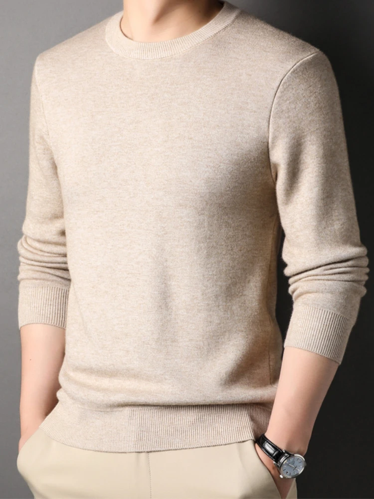 

2023 Spring Sweaters Men Solid Color O Neck Slim Fit Pullovers Fashion Knitted Business Casual Sweater Mens Pullover Knitwear
