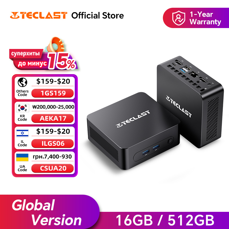 Teclast N30 Mini PC Intel Twin Lake-N150 Windows 11 Pro Mini PC 16GB DDR4 512GB PCIE M.2 SSD WiFi 5 BT5.0 Desktop Computer