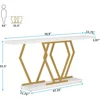 70.9 Inch Extra Long Sofa Table White and Gold Console Table with Faux Marble Tabletop,Modern Long Entryway Table Gold Frame 3