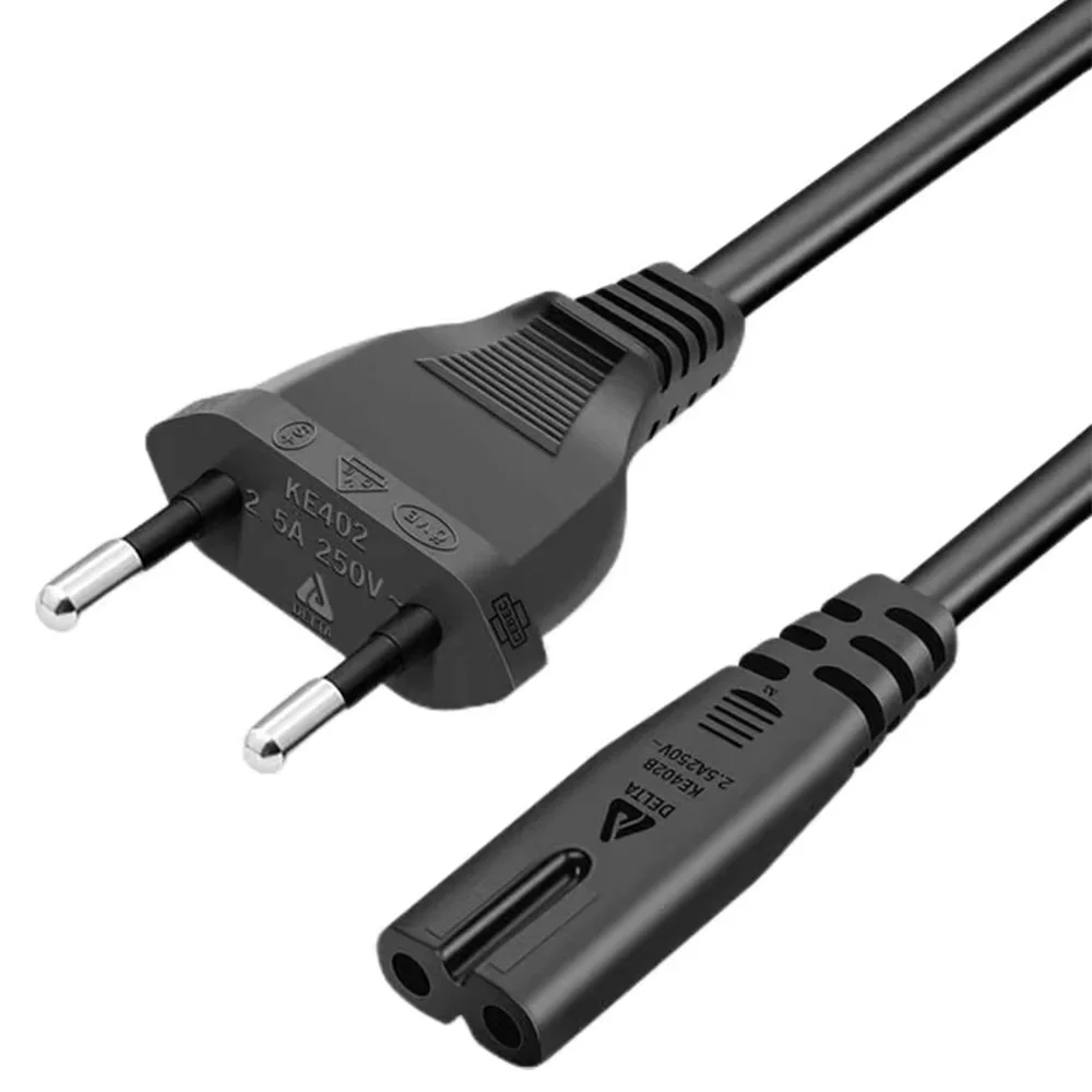 כבל חשמל EU 2 פרונג כבל הארכה C7 דגם 8 אירו כבל חשמל עבור מסך טלוויזיה Samsung LG Sony ספק כוח PS3 XBox מטען