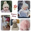 Fluffy Fur Ball Baby Beanie Winter Warm Kids Skullies Cap 2-6year Children Woolen Crochet Bonnet Solid Color Toddler Knitted Hat 3