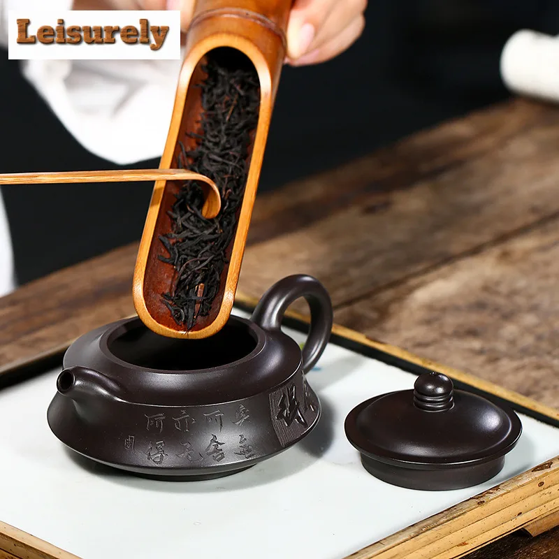 140ml Creative Yixing Purple Clay Teapots Master Handmade Circle Pot Raw Ore Black Mud Tea Maker Kettle Zisha Tea Set Ornaments