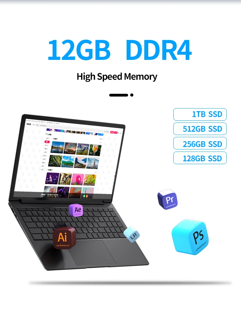 Laptop 15,6 Zoll 2K IPS 16 GB RAM 512 GB SSD Bürocomputer Billiger tragbarer Intel N5105 mit Fingerabdruckerkennung Windows 11