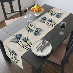 Rustic Farmhouse Tulip Linen Table Runner - 13x70 Inch Indoor/Outdoor Dining Décor - 33X183cm (3)