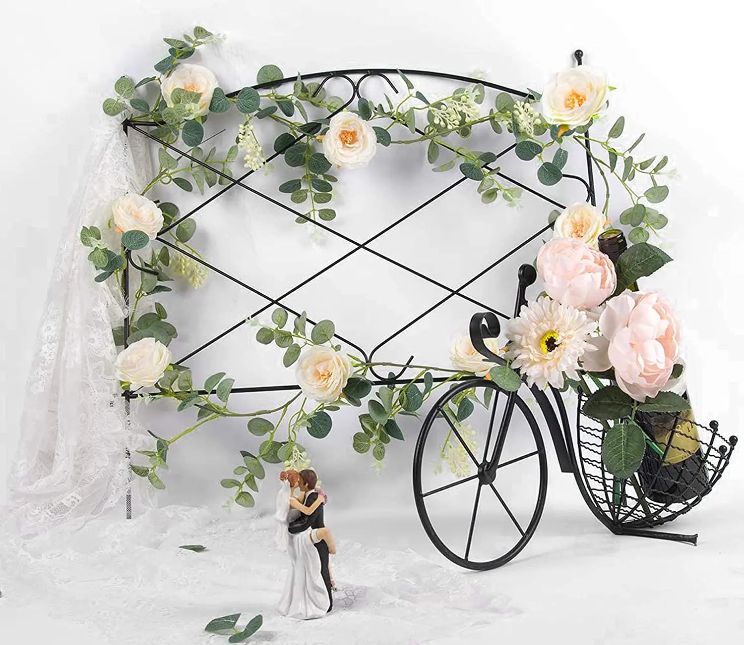 Ghirlanda di eucalipto artificiale da 2 pezzi 13FT con ghirlanda di piante  di eucalipto di fiori di rose di Champagne per matrimoni e feste -  AliExpress