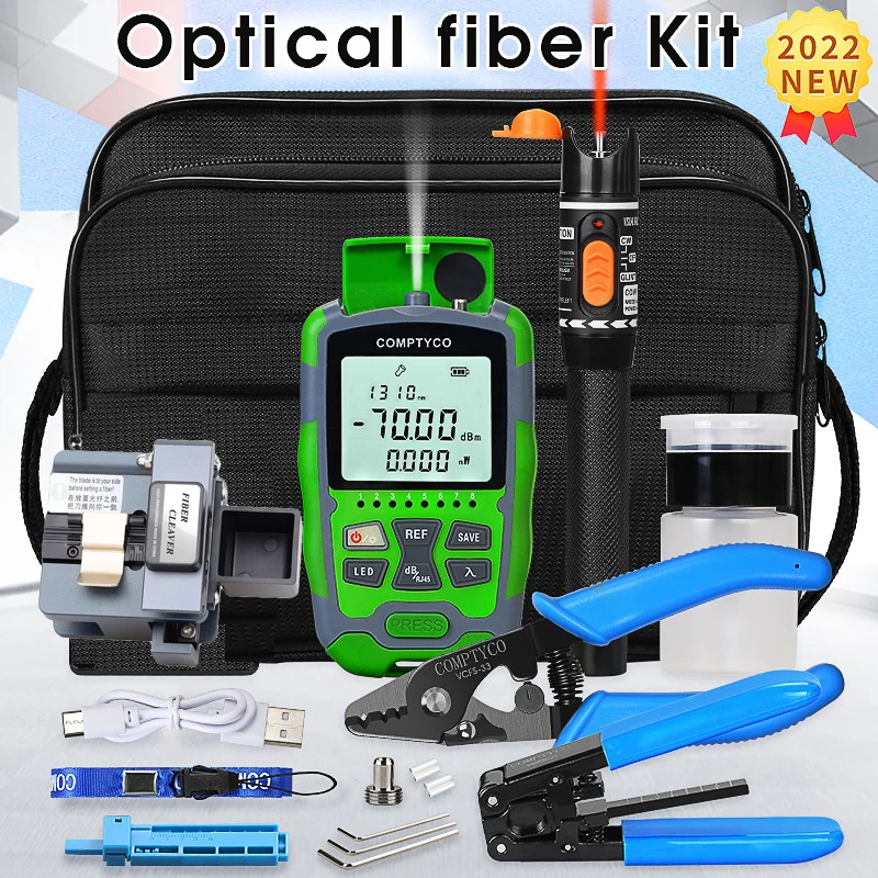 Fiber Optic Tool Kit with LBT-01 Fiber Cleaver -70+10dBm/-50+26dBm 3 in 1 Mini Optical Power Meter 10Mw Visual Fault Locator digital otoscope 7 inch lcd visual ent oral endoscope camera 3 9mm mini ear digging tool 1080p hd with 32g sd card