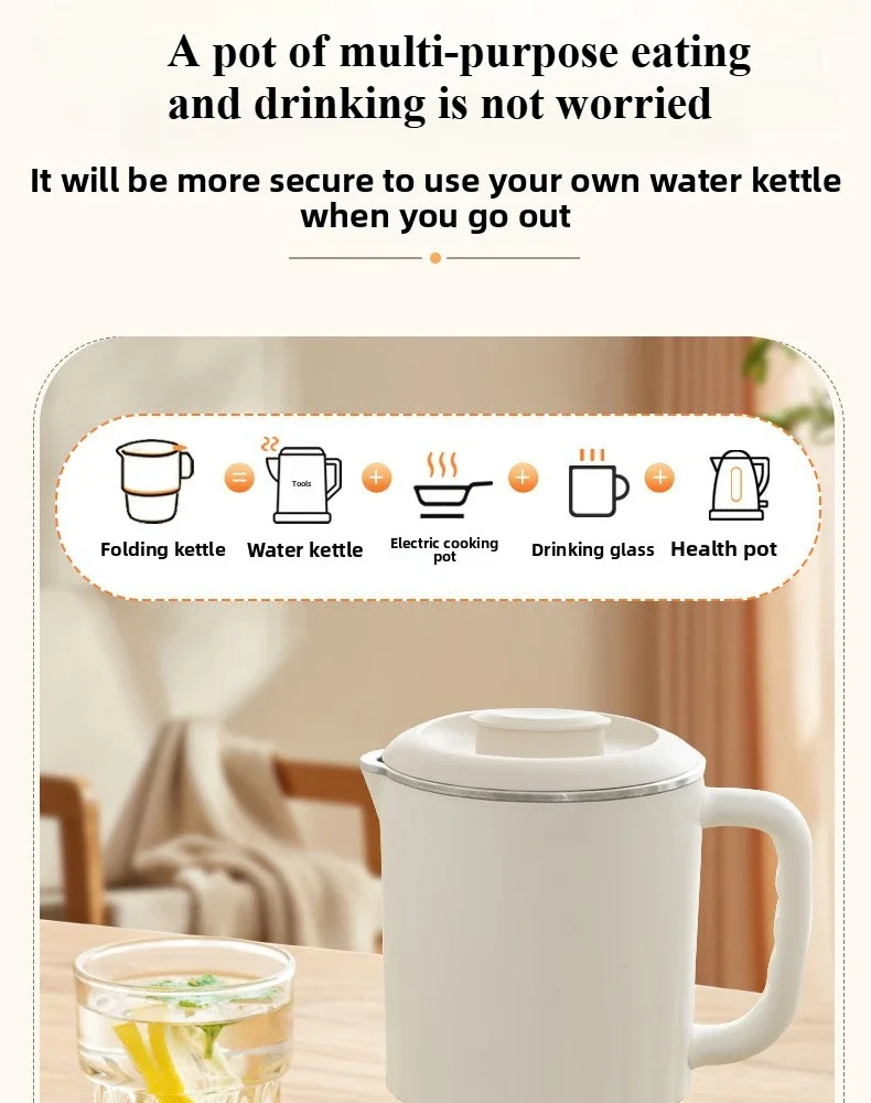 Description Picture 5 of itemNew Portable Outdoor Folding Electric Kettle 316 Stainless Steel Travel Household Hot Water Boiling Cup Food Grade Small Kettle