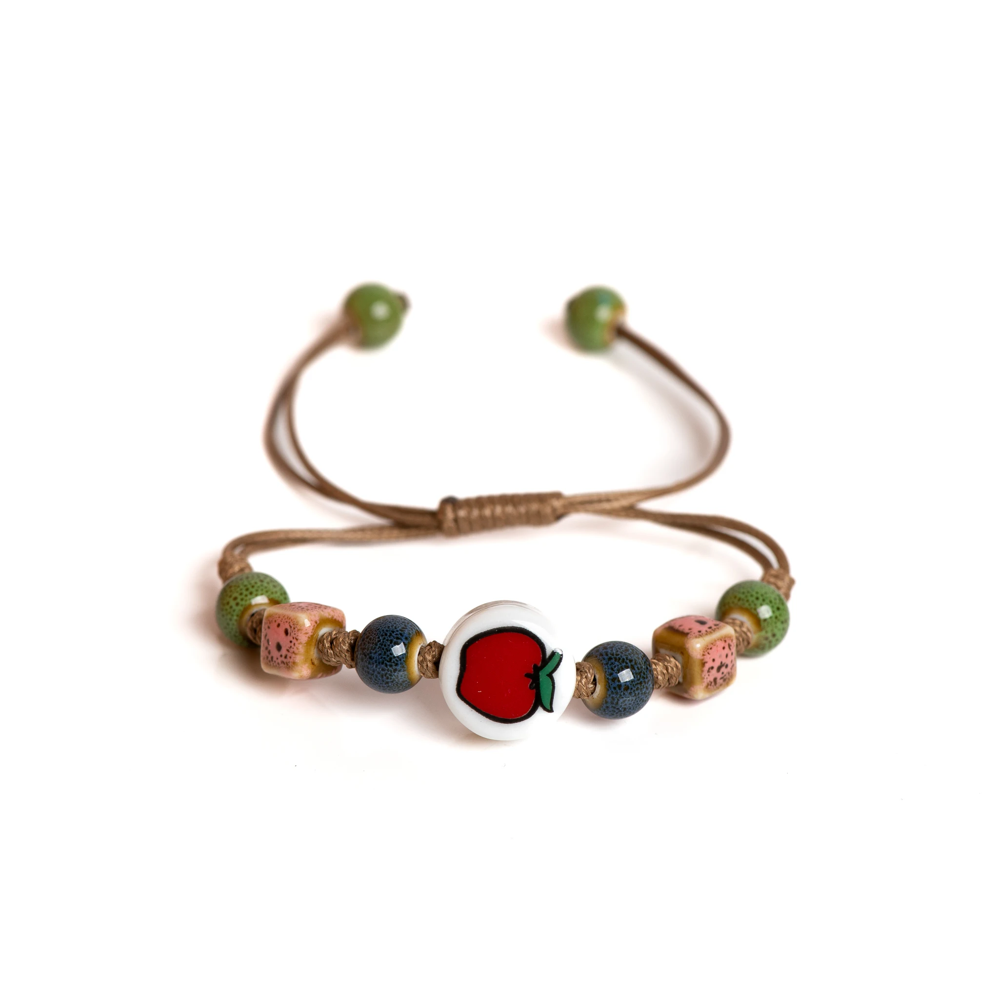 Handmade Apple Bracelet - Adjustable Woven Cord Cartoon Jewelry for Gifts