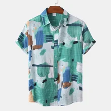 

New Contrast Color Short-Sleeved Shirt Men's Casual Shirt