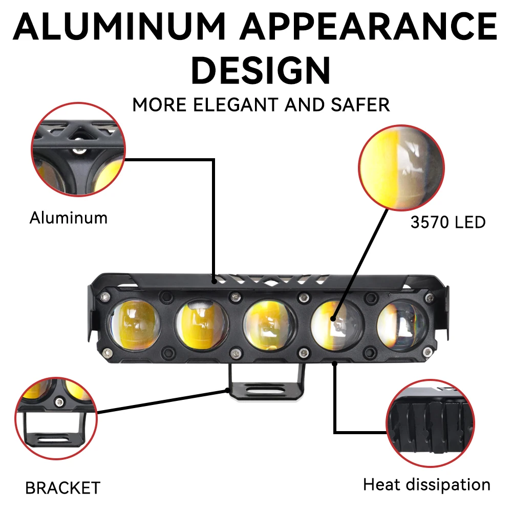 오토바이 LED 스팟 라이트 듀얼 컬러 상/하향등 안개등 자동차 트럭 SUV UTV 12V 24V 미니 렌즈 헤드라이트 주행등
