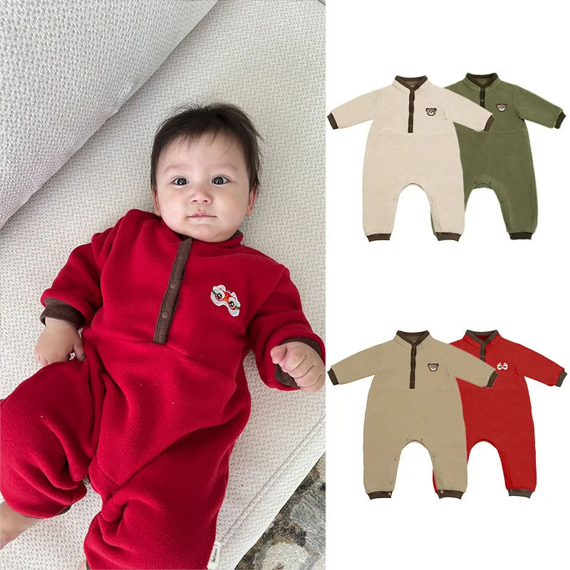 

Jenny&Dave European and American style newborn baby jumpsuit, autumn and winter fleece climbing suit, winter clothing, cute men