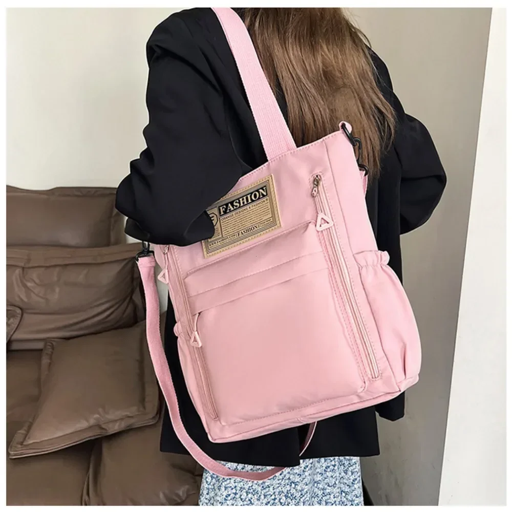 Newest Female Teens Students' Shoulder Bag Korean Style Contrast Color Handbag Stylish Nylon Korean Crossbody Shopping Bags 2024