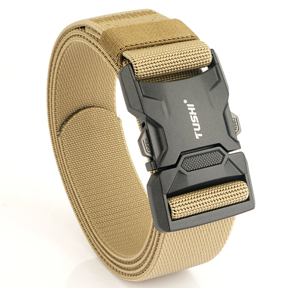 TUSHI NEUE Quick Release Aluminium Legierung Steckbare Schnalle Elastische Gürtel Für Männer Langlebig Taktische Gürtel Cowboy Outdoor Armee Jagd – Detail 15