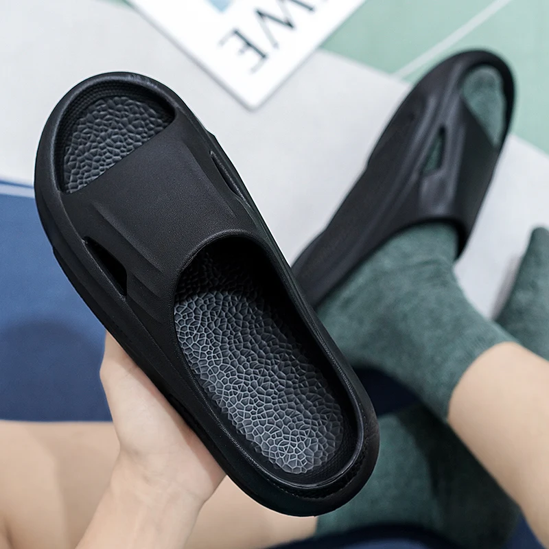 New Summer Men Beach Slippers Stylish Elegant Male Slides Thick Sole Soft Comfortable Massage Shoes Fashion Unisex Home Slippers