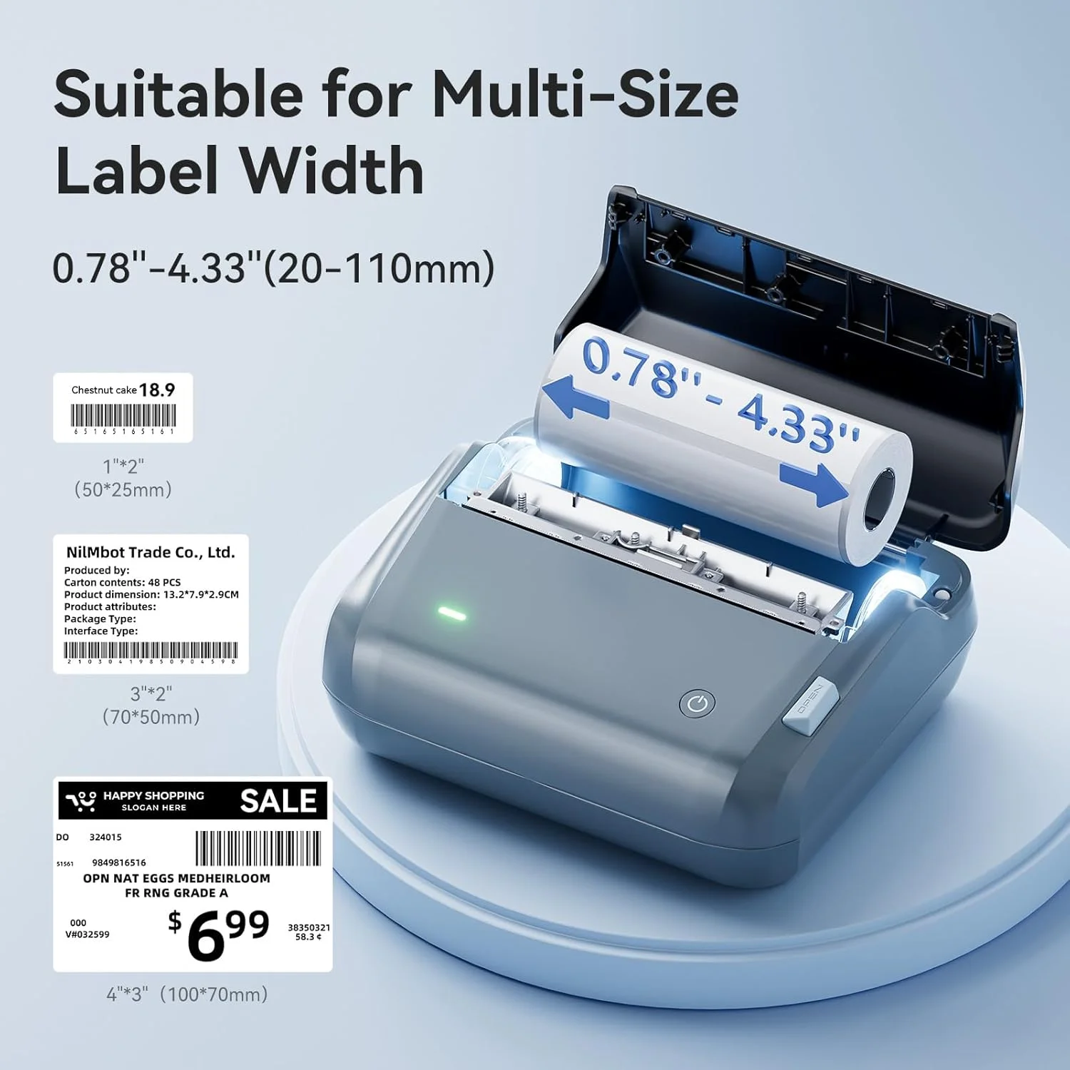 NIIMBOT B4 Big Size 20-110mm Width Printing Mini Portable Saving Space Bluetooth Wireless Label Printer 4x6inch Shipping Sticker